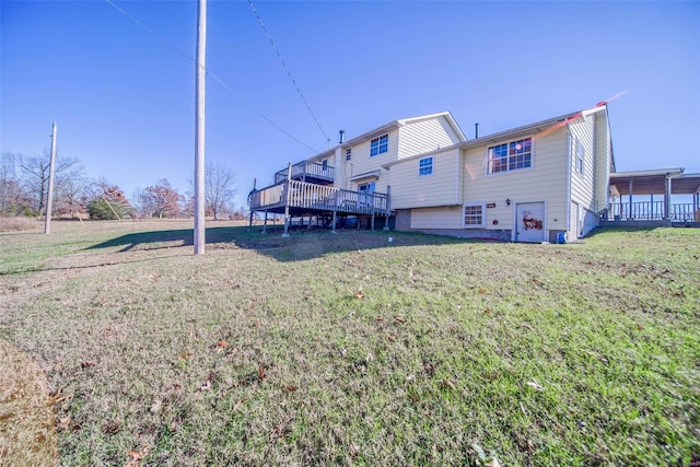 view of yard with a deck