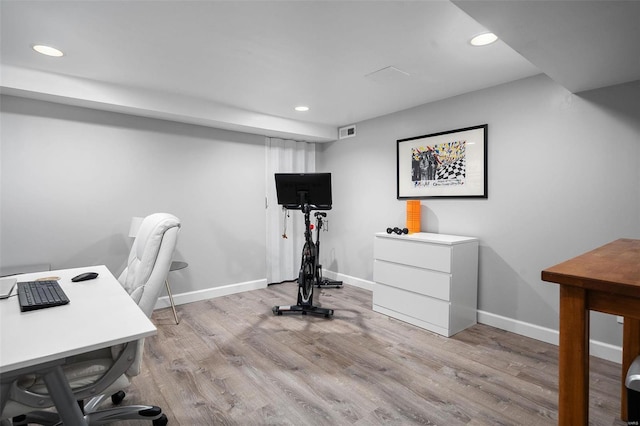 office area featuring light wood-type flooring