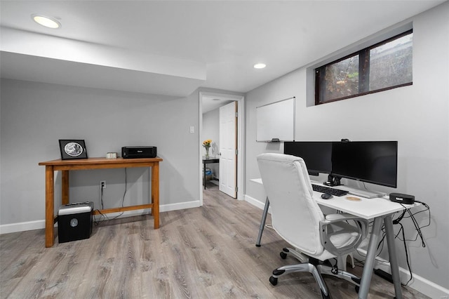 office space featuring light hardwood / wood-style flooring