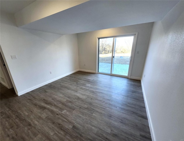 empty room with dark wood-type flooring