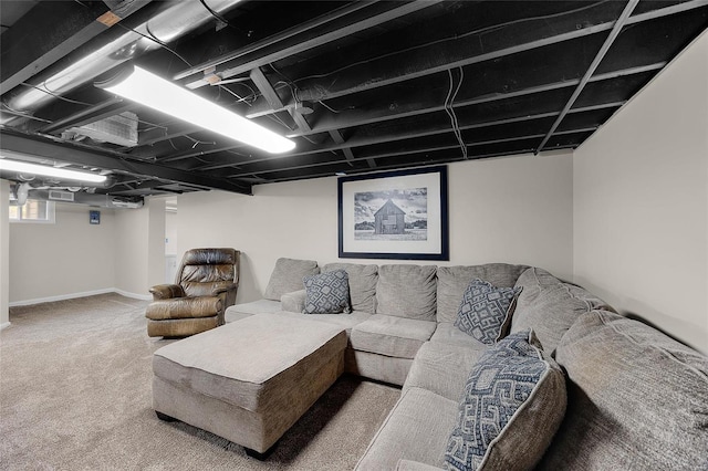 living room with carpet flooring