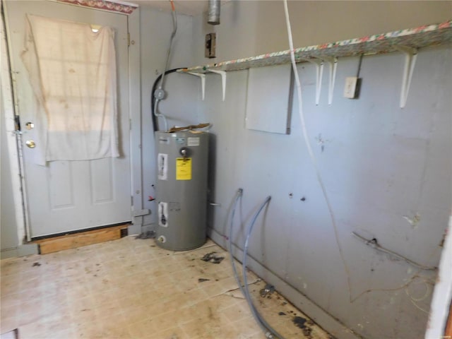 utility room featuring water heater