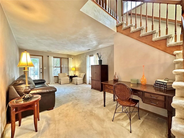 living room featuring carpet flooring