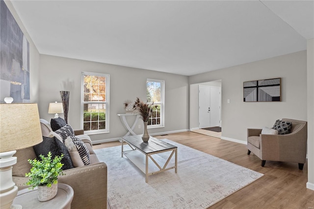 living room with light wood-type flooring