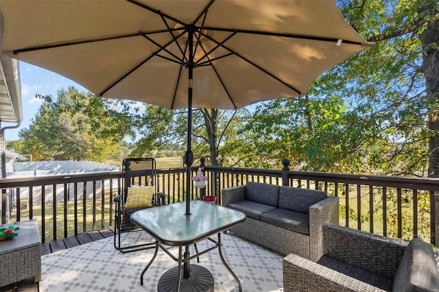 deck with an outdoor living space