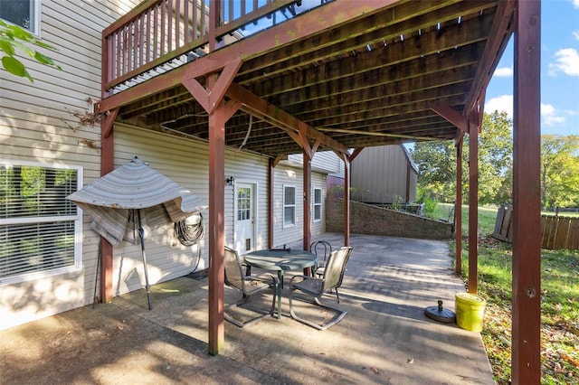 view of patio with a wooden deck