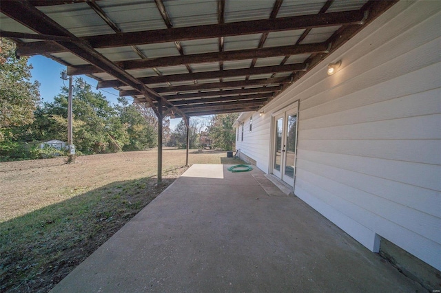 view of patio / terrace featuring french doors