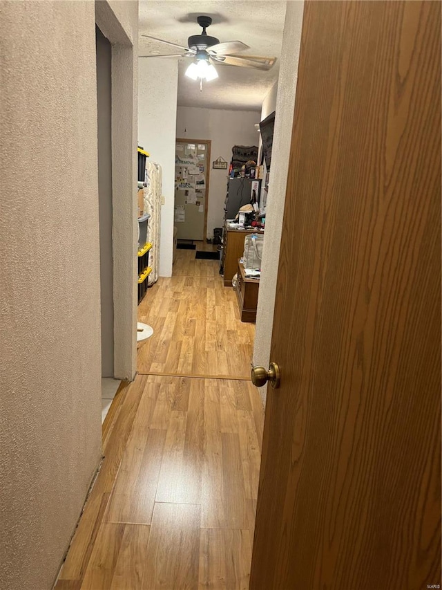 hallway with light hardwood / wood-style floors