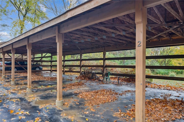 view of patio with an outdoor structure