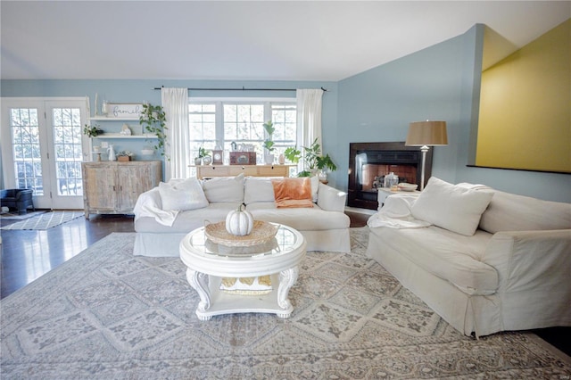 living room with wood-type flooring