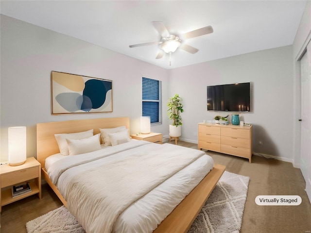 bedroom featuring ceiling fan