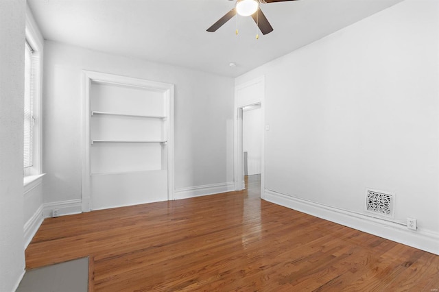 interior space featuring ceiling fan and hardwood / wood-style floors