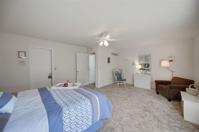 bedroom with carpet floors and ceiling fan