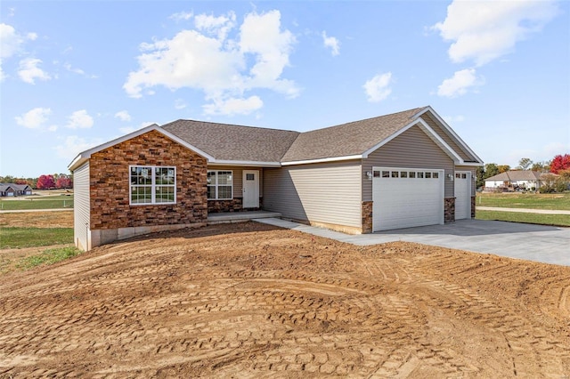 single story home with a garage