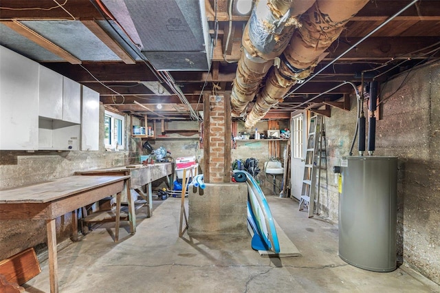 basement with gas water heater