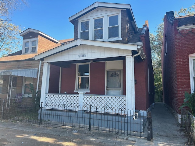 view of front facade featuring covered porch