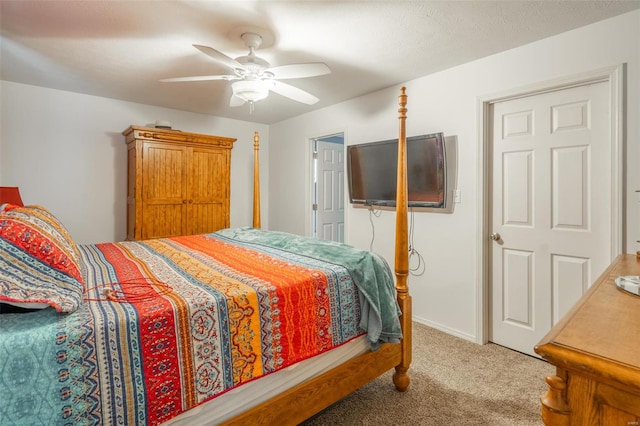 bedroom featuring carpet and ceiling fan