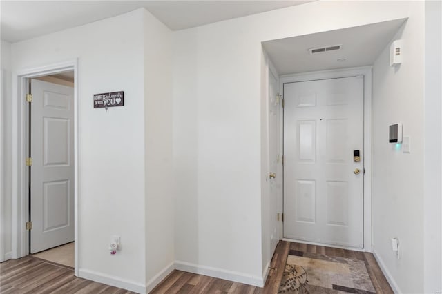 foyer entrance featuring wood-type flooring