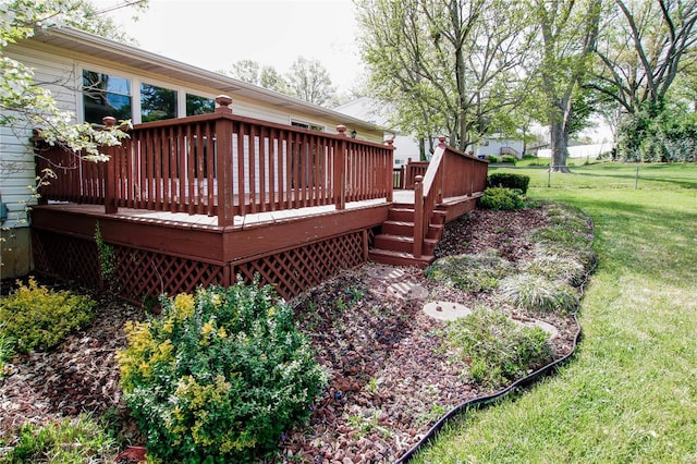 deck with a lawn