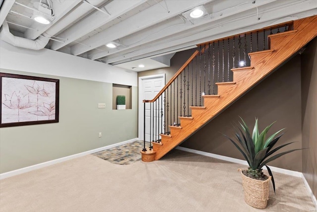 basement with carpet