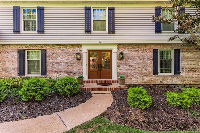 view of front facade featuring french doors