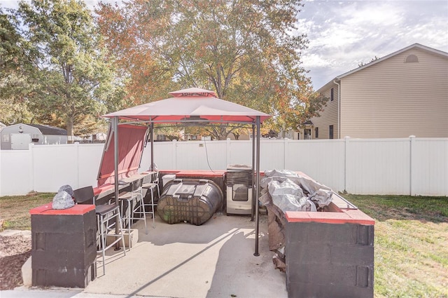 view of patio / terrace with a gazebo