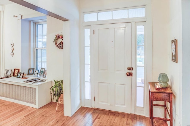 foyer with light hardwood / wood-style floors