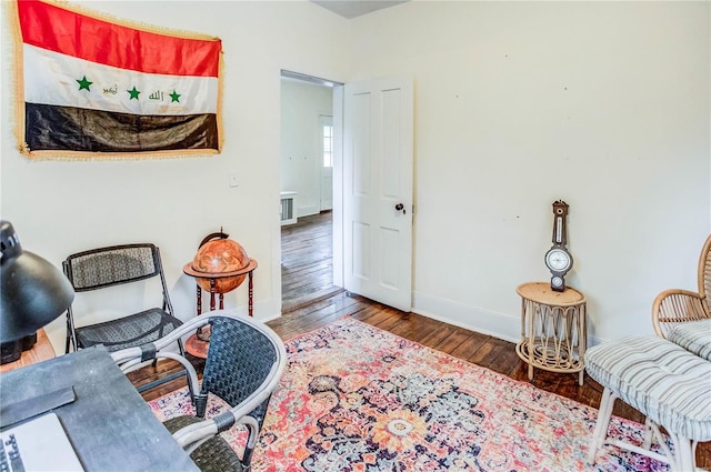 living area featuring hardwood / wood-style flooring