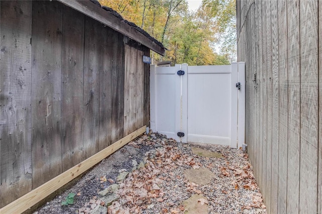 exterior space with wood walls