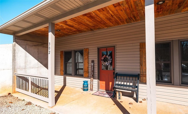 entrance to property with a porch