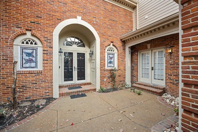 property entrance with french doors