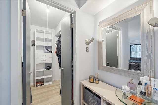 bathroom featuring hardwood / wood-style flooring