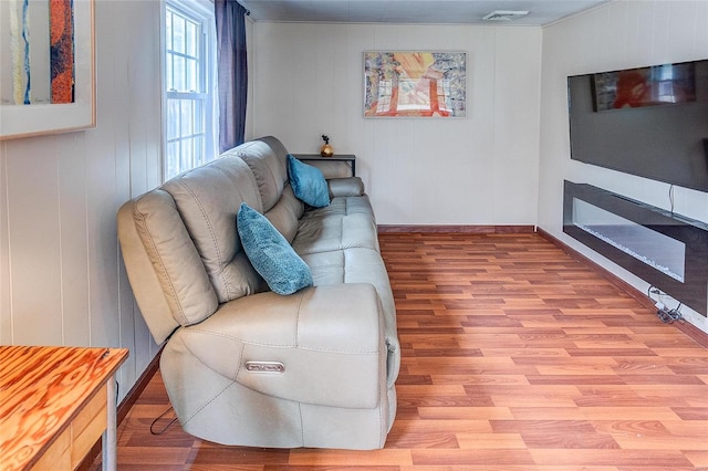 living room with light wood-type flooring