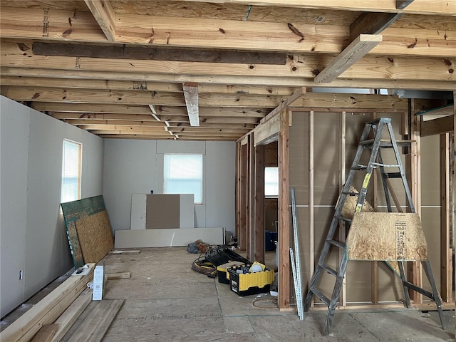 basement featuring plenty of natural light