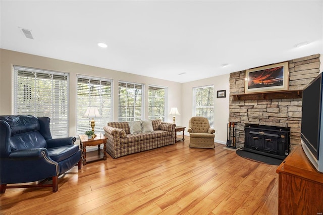 living room featuring light hardwood / wood-style flooring