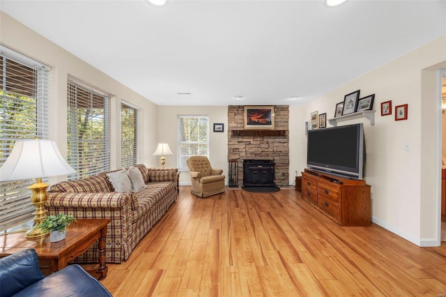 living room with light wood-type flooring