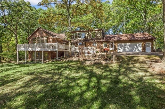 exterior space with a garage and a deck