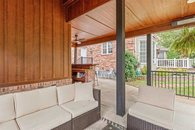 view of patio / terrace featuring an outdoor living space and ceiling fan