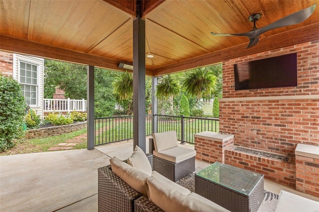 view of patio / terrace featuring an outdoor hangout area and ceiling fan