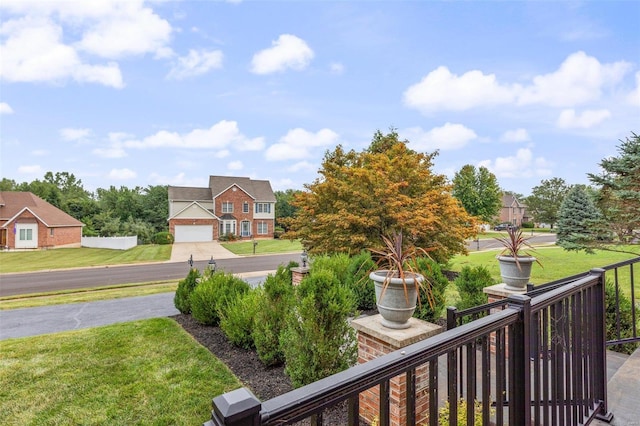 view of yard featuring a garage