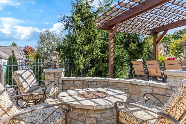 view of patio with a pergola