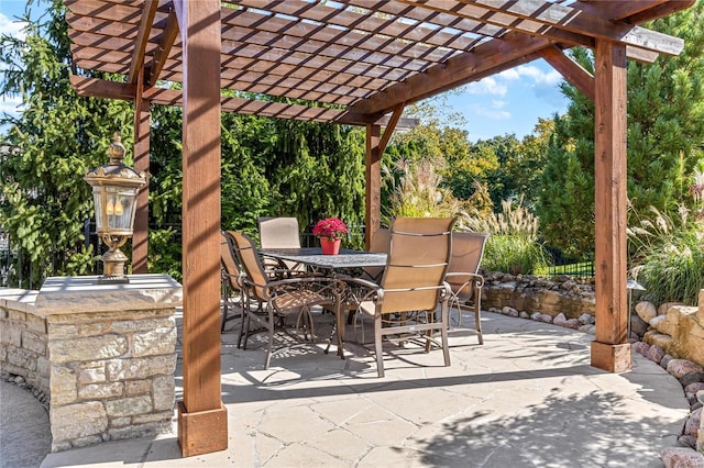 view of patio with a pergola