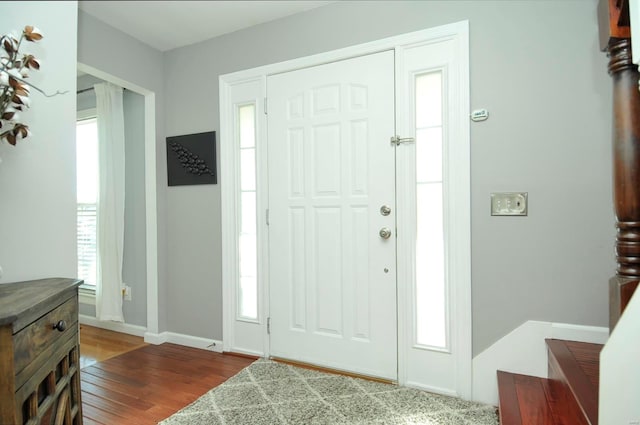 entrance foyer featuring wood-type flooring