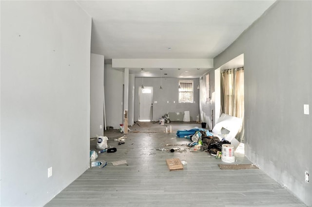 interior space with light hardwood / wood-style flooring