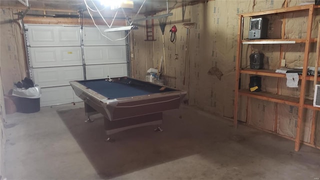 recreation room featuring billiards and concrete flooring