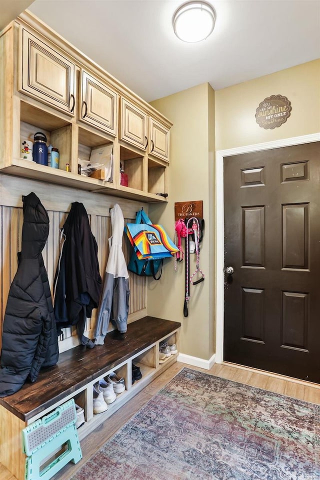 mudroom featuring hardwood / wood-style floors