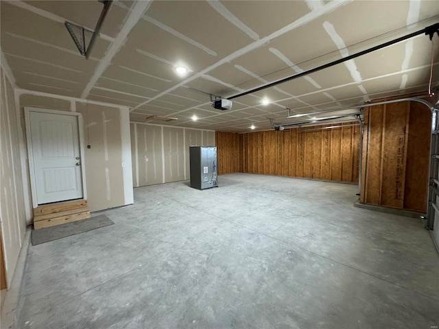 basement with wood walls