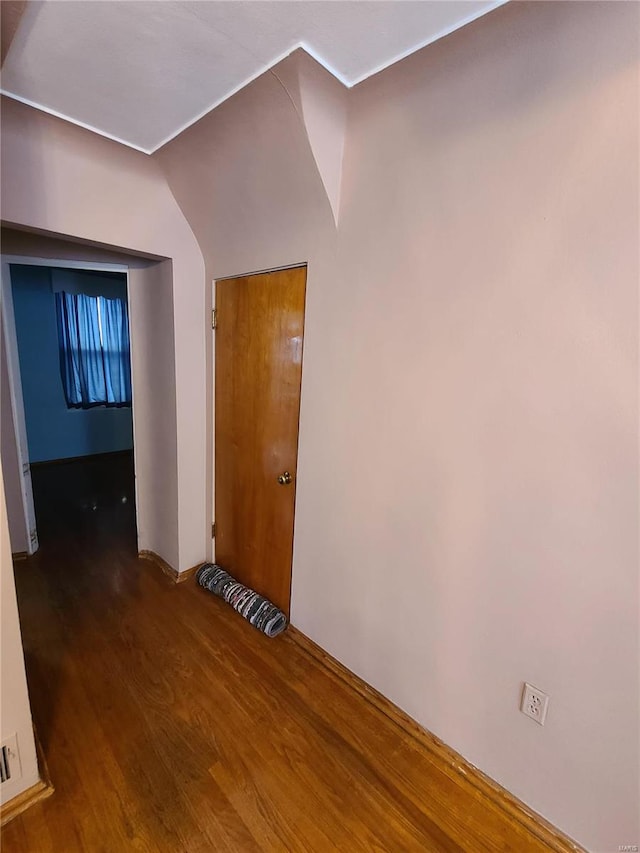 interior space featuring wood-type flooring and lofted ceiling