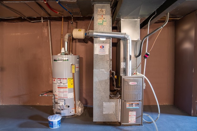 utility room featuring water heater