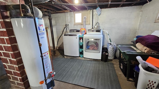 washroom featuring separate washer and dryer and gas water heater